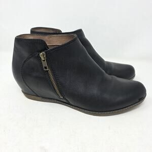 Dansko Women's Size 41 EU 10 US Leyla Black Leather Hidden Wedge Booties Shoes
